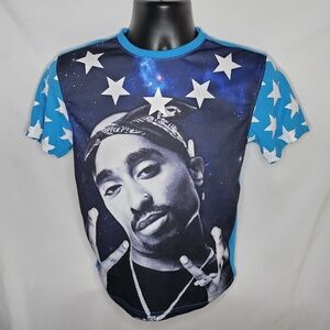 Boys Max Milian New York Blue Tupac 2Pac Stars Graphic Shirt Hip Hop Rap M 10 12